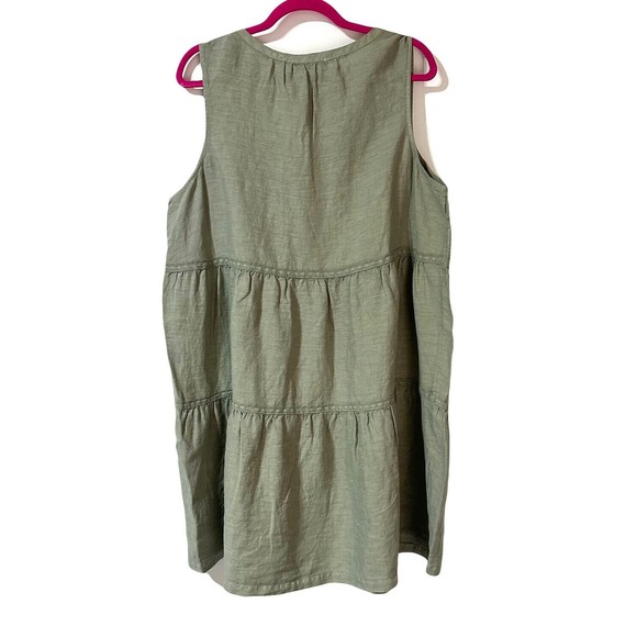 Lucky Brand Dress V-Neck sleeveless Tiered 100% Linen Size 1X Crochet Trim NWT - Picture 6 of 8
